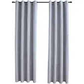 vidaXL - Vorhang - Verdunkelung - mit - Metall - Ringe - 2 - Stück - 140x245 - cm - grau