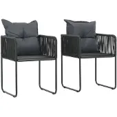 vidaXL Gartenstühle 2 Stk. mit Polstern Poly Rattan Schwarz