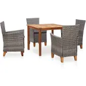 vidaXL 5-tlg. Garten-Essgruppe Poly Rattan und Massivholz Akazie Grau