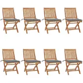 vidaXL Klappbare Gartenstühle mit Kissen 8 Stk. Massivholz Teak