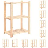 vidaXL Lagerregale 3 Böden 10 Stk 60x38x90cm Massivholz Kiefer 150kg 3051124