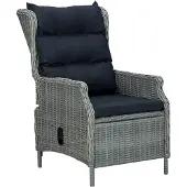 vidaXL Verstellbarer Gartensessel mit Auflagen Poly Rattan Hellgrau