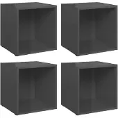vidaXL TV-Schränke 4 Stk. Hochglanz-Grau 37x35x37 cm Holzwerkstoff