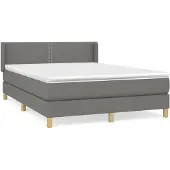 vidaXL Boxspringbett mit Matratze Dunkelgrau 140x200 cm Stoff