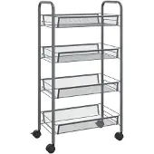 vidaXL Küchenwagen 4 Etagen Grau 46x26x85 cm Eisen