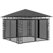 vidaXL Pavillon mit Moskitonetz 3x3x2,73 m Anthrazit 180 g/m²