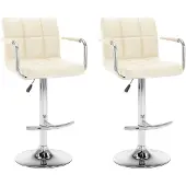 vidaXL Barhocker 2 Stk. Creme Kunstleder