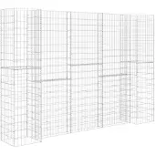 vidaXL H-förmiger Gabionen-Pflanzkorb Stahldraht 260x40x180 cm