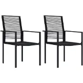 vidaXL Gartenstühle 2 Stk. PVC Rattan Schwarz