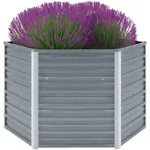 vidaXL Garten-Hochbeet Verzinkter Stahl 129x129x77 cm Grau