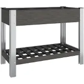 vidaXL Garten-Hochbeet mit Ablage Grau 100x50x75 cm WPC