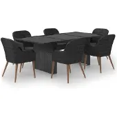 vidaXL 7-tlg. Garten-Essgruppe Poly Rattan Schwarz