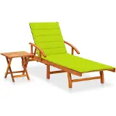 vidaXL Sonnenliege mit Tisch und Auflage Akazie Massivholz