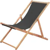 vidaXL Strandstuhl Klappbar Stoff und Massivholz Grau