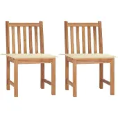 vidaXL Gartenstühle 2 Stk. mit Kissen Massivholz Teak