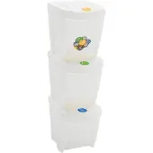 vidaXL Stapelbare Mülleimer 3 Stk. Weiß 75 L Polypropylen