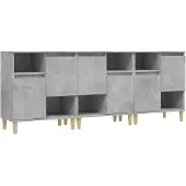 vidaXL Sideboards 3 Stk. Betongrau 60x35x70 cm Holzwerkstoff