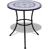 vidaXL Bistrotisch Blau und Weiß 60 cm Mosaik