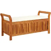 vidaXL Garten-Truhenbank mit Kissen 126 cm Massivholz Akazie