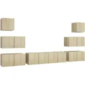 vidaXL 8-tlg. TV-Schrank-Set Sonoma-Eiche Holzwerkstoff