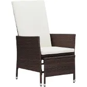 vidaXL Garten-Liegestuhl mit Auflagen Poly Rattan Braun
