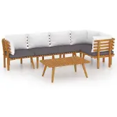 vidaXL 6-tlg. Garten-Lounge-Set mit Kissen Massivholz Akazie