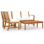 vidaXL 4-tlg. Garten-Lounge-Set mit Auflagen Creme Massivholz Akazie
