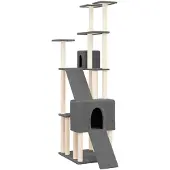 vidaXL Kratzbaum Sisal-Kratzsäule Katzenkratzbaum Katzenbaum Katzen Dunkelgrau