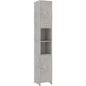 vidaXL Badezimmerschrank Betongrau 30x30x183,5 cm Holzwerkstoff
