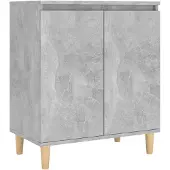 vidaXL Sideboard mit Massivholz-Beinen Betongrau 60x35x70 cm