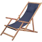 vidaXL Strandstuhl Klappbar Stoff und Massivholz Blau
