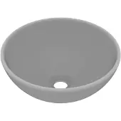 vidaXL Luxus-Waschbecken Rund Matt Hellgrau 32,5x14 cm Keramik