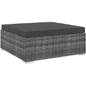 vidaXL Modular-Fußhocker 1 Stk. + Auflagen Poly Rattan Grau
