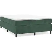 vidaXL Boxspringbett mit Matratze Dunkelgrün 140x200 cm Samt