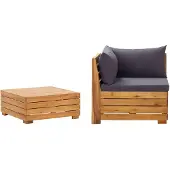 vidaXL 2-tlg. Garten-Lounge-Set mit Kissen Massivholz Akazie