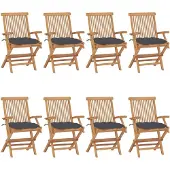 vidaXL Gartenstühle mit Anthrazit Kissen 8 Stk. Massivholz Teak