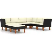 vidaXL 8-tlg Garten-Lounge-Set mit Kissen Poly Rattan Schwarz Modell 2