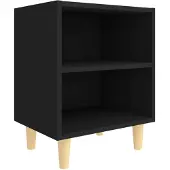 vidaXL Nachttisch-mit-Massivholz-Beinen-40x30x50-cm-schwarz