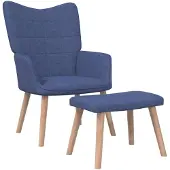 vidaXL Relaxsessel mit Hocker Blau Stoff