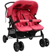 vidaXL Zwillingskinderwagen Rot Stahl