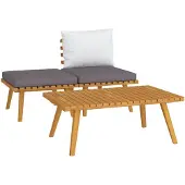vidaXL 3-tlg. Garten-Lounge-Set mit Kissen Massivholz Akazie