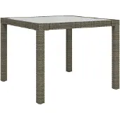 vidaXL Gartentisch 90x90x75 cm Gehärtetes Glas Poly Rattan Grau