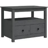 vidaXL Couchtisch Grau 71x49x55 cm Massivholz Kiefer