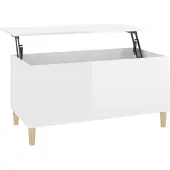 vidaXL Couchtisch Hochglanz-Weiß 90x44,5x45 cm Holzwerkstoff