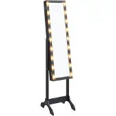 vidaXL Standspiegel mit LED Schwarz 34x37x146 cm