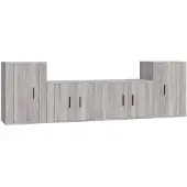 vidaXL 4-tlg. TV-Schrank-Set Grau Sonoma Holzwerkstoff