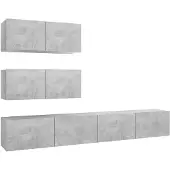 vidaXL 4-tlg. TV-Schrank-Set Betongrau Holzwerkstoff