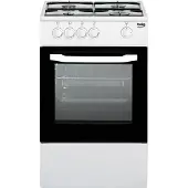 Beko CSG42001FW, Freistehender Herd, Weiß, Drehregler, Weiß, Metall, Vorderseite