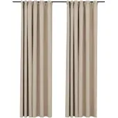 vidaXL Verdunkelungsvorhänge Haken Leinenoptik 2 Stk Beige 140x245 cm