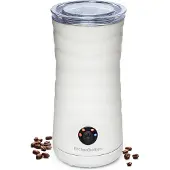 Kitchenbrothers Elektrischer Milchaufschäumer – 4-in-1 mit Warmhaltefunktion – 240 ml – Antihaft – Weißer Edelstahl